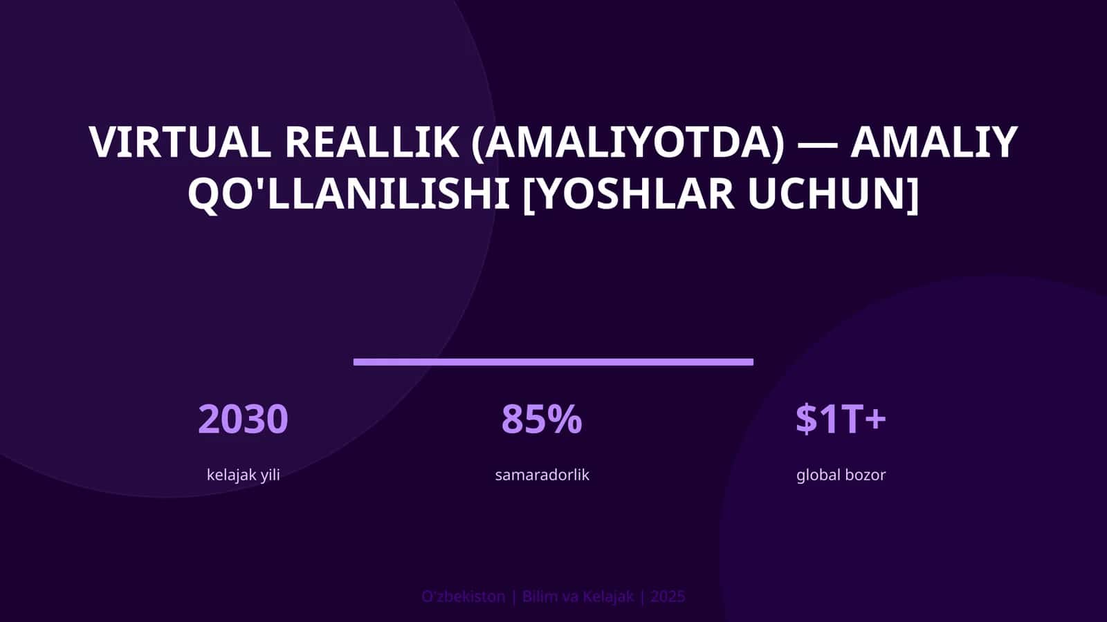 VIRTUAL REALLIK (AMALIYOTDA) — AMALIY QO'LLANILISHI [YOSHLAR UCHUN] 1