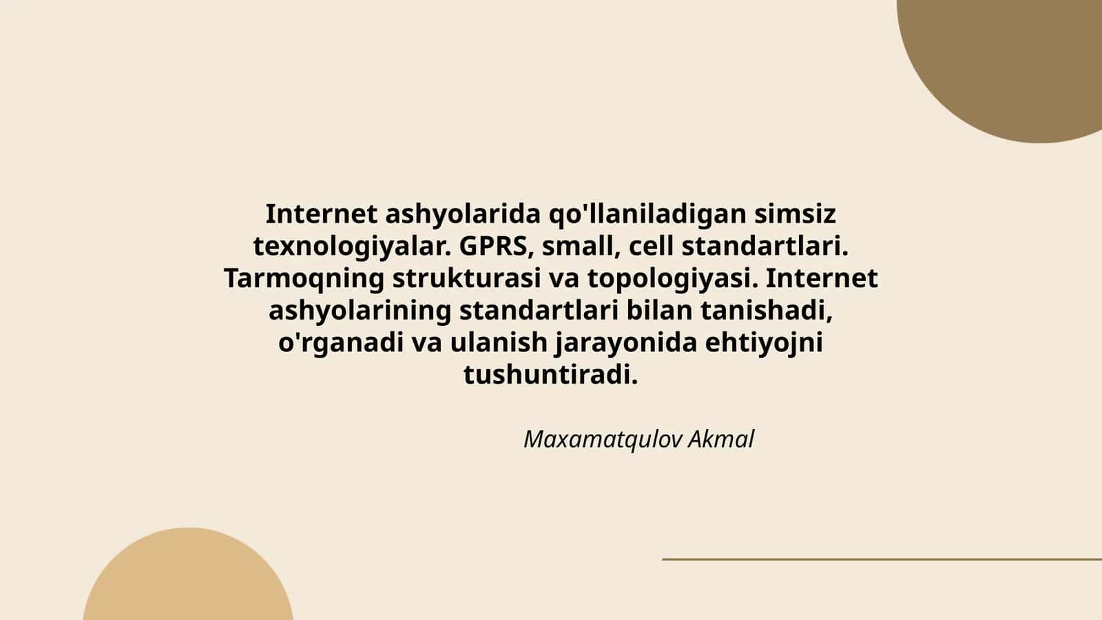 Internet ashyolarida qo'llaniladigan simsiz texnologiyalar 1