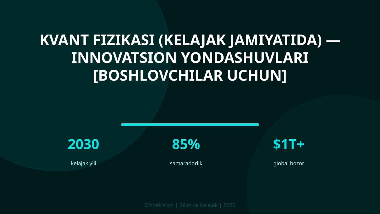 Kvant fizikasi (kelajak jamiyatida) — innovatsion yondashuvlari [boshlovchilar uchun] 1