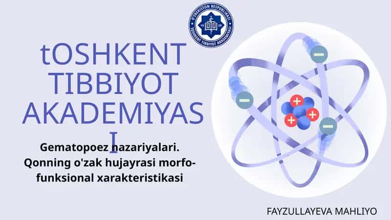 Gematopoez Nazariyalari. Qonning o'zak hujayrasi morfo-funksional xarakteristikasi 1