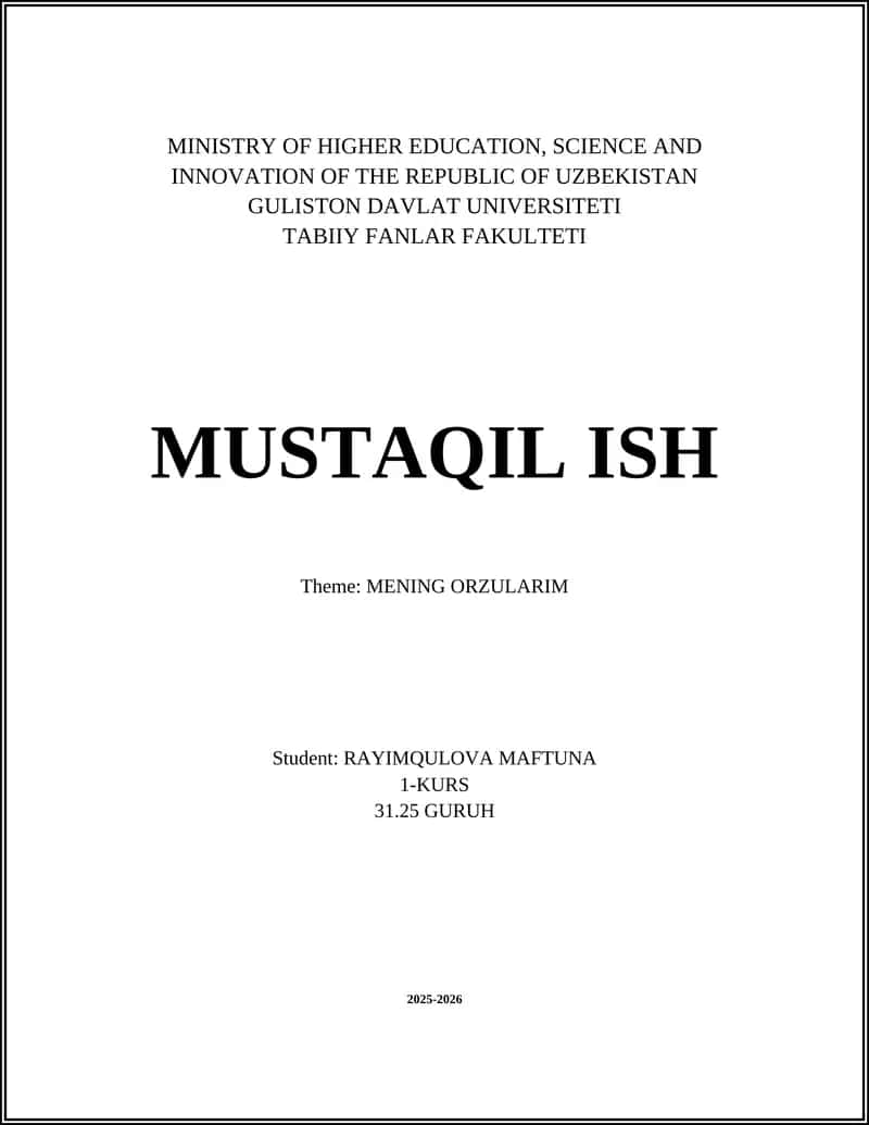 MENING ORZULARIM - RAYIMQULOVA MAFTUNA 1