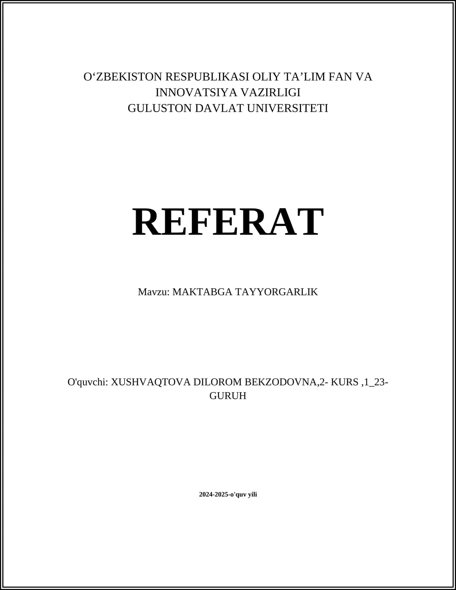 MAKTABGA TAYYORGARLIK 1