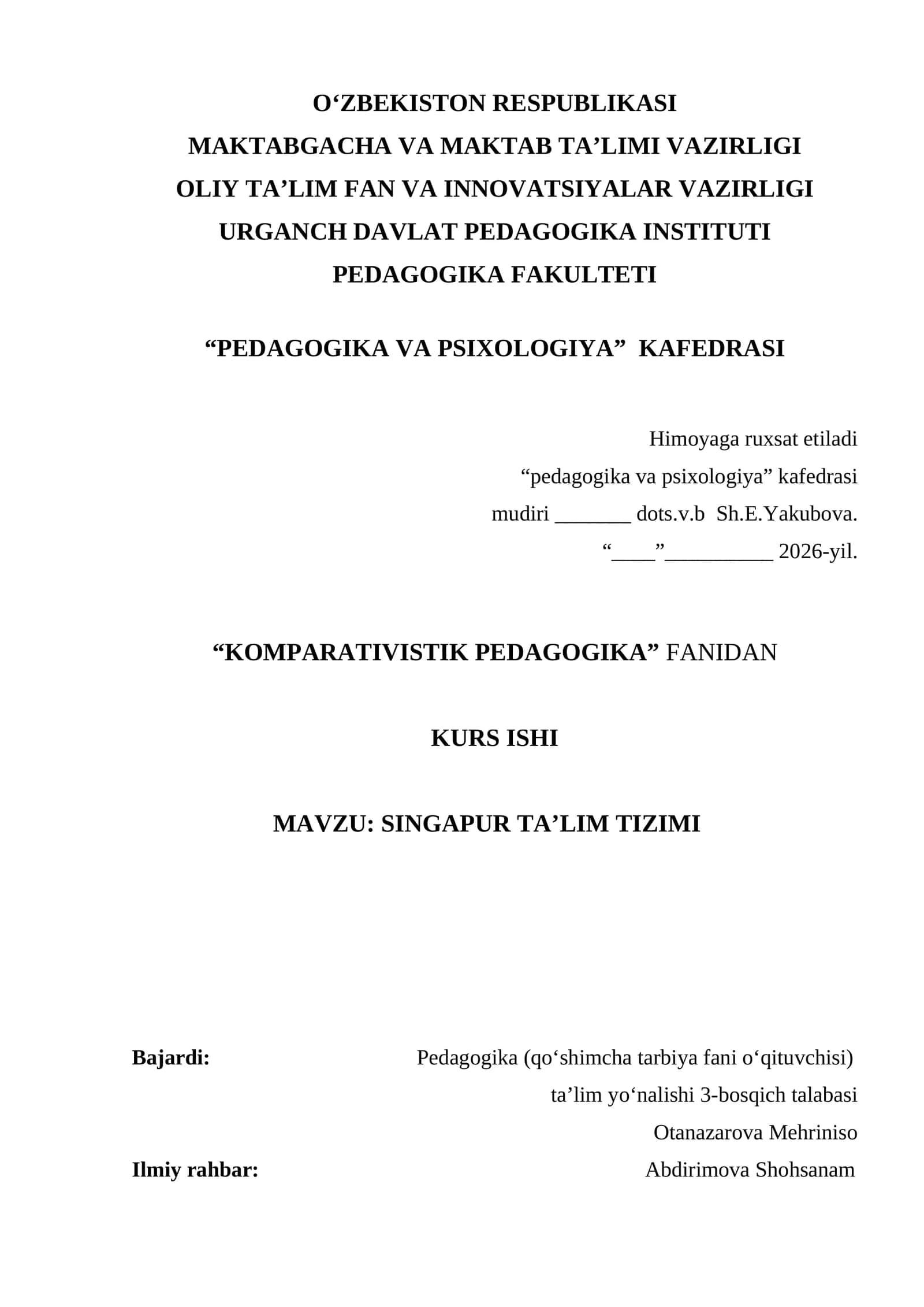 SINGAPUR TA’LIM TIZIMI 1
