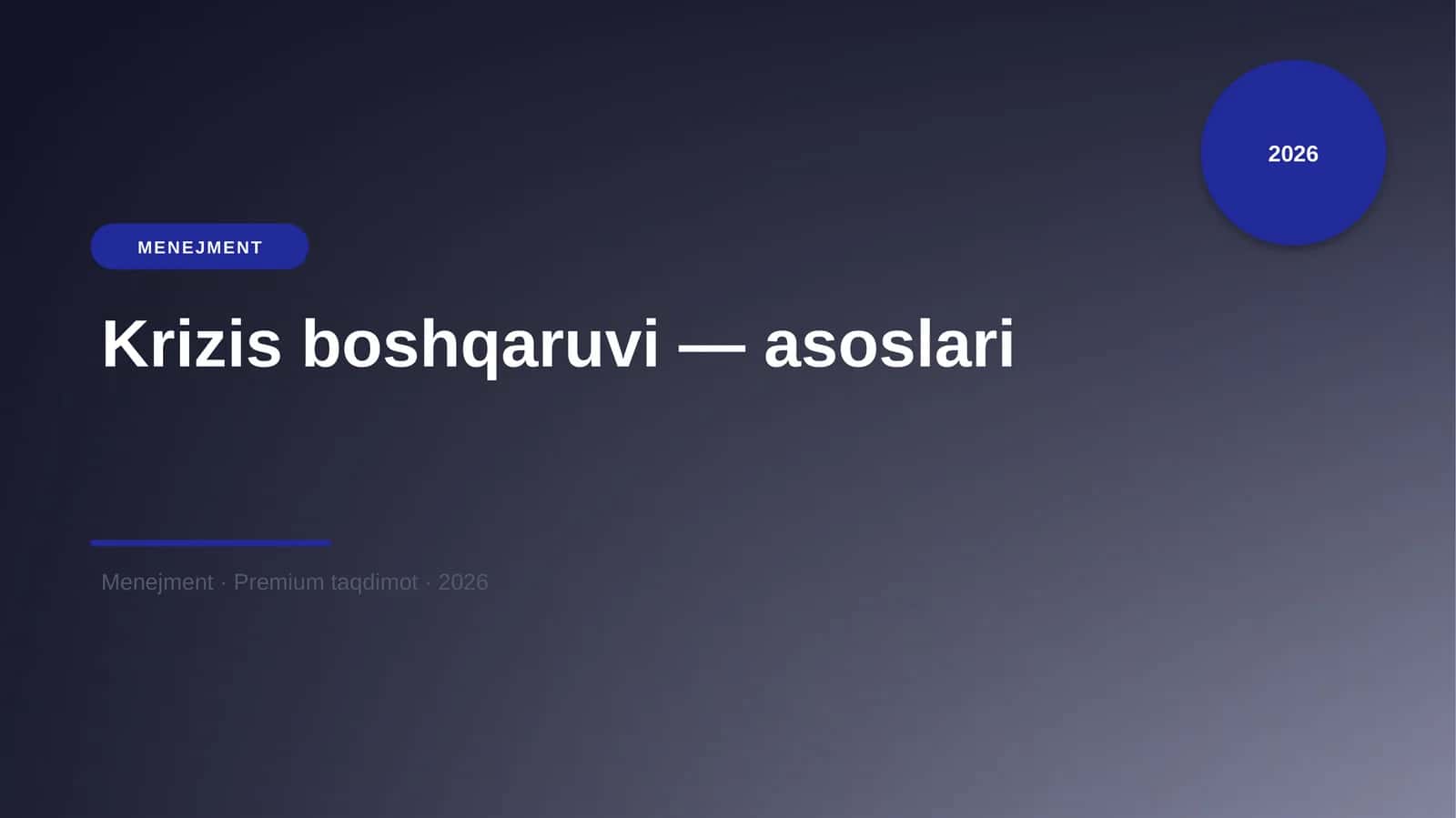 Krizis boshqaruvi — asoslari 1