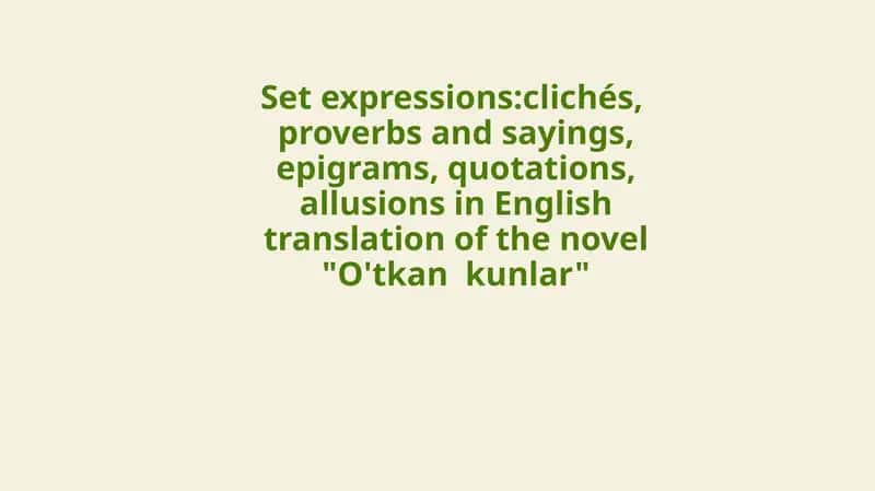 O'tkan Kunlar 1