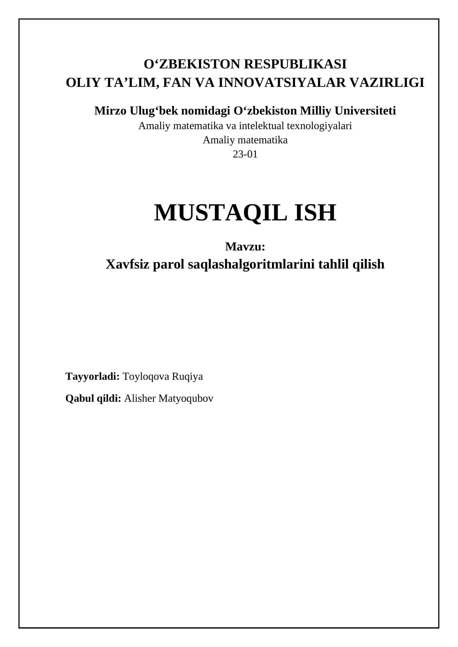 Xavfsiz parol saqlash algoritmlarini tahlil qilish 1