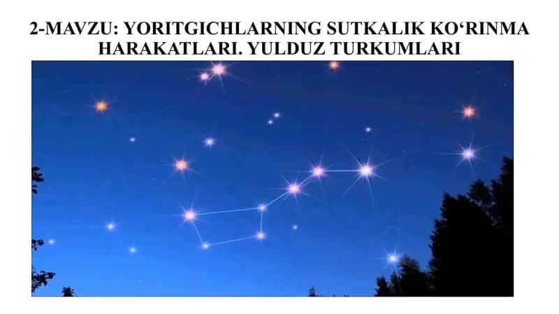 Yoritgichlarning sutkalik ko‘rinma harakati va yulduz turkumlari 1
