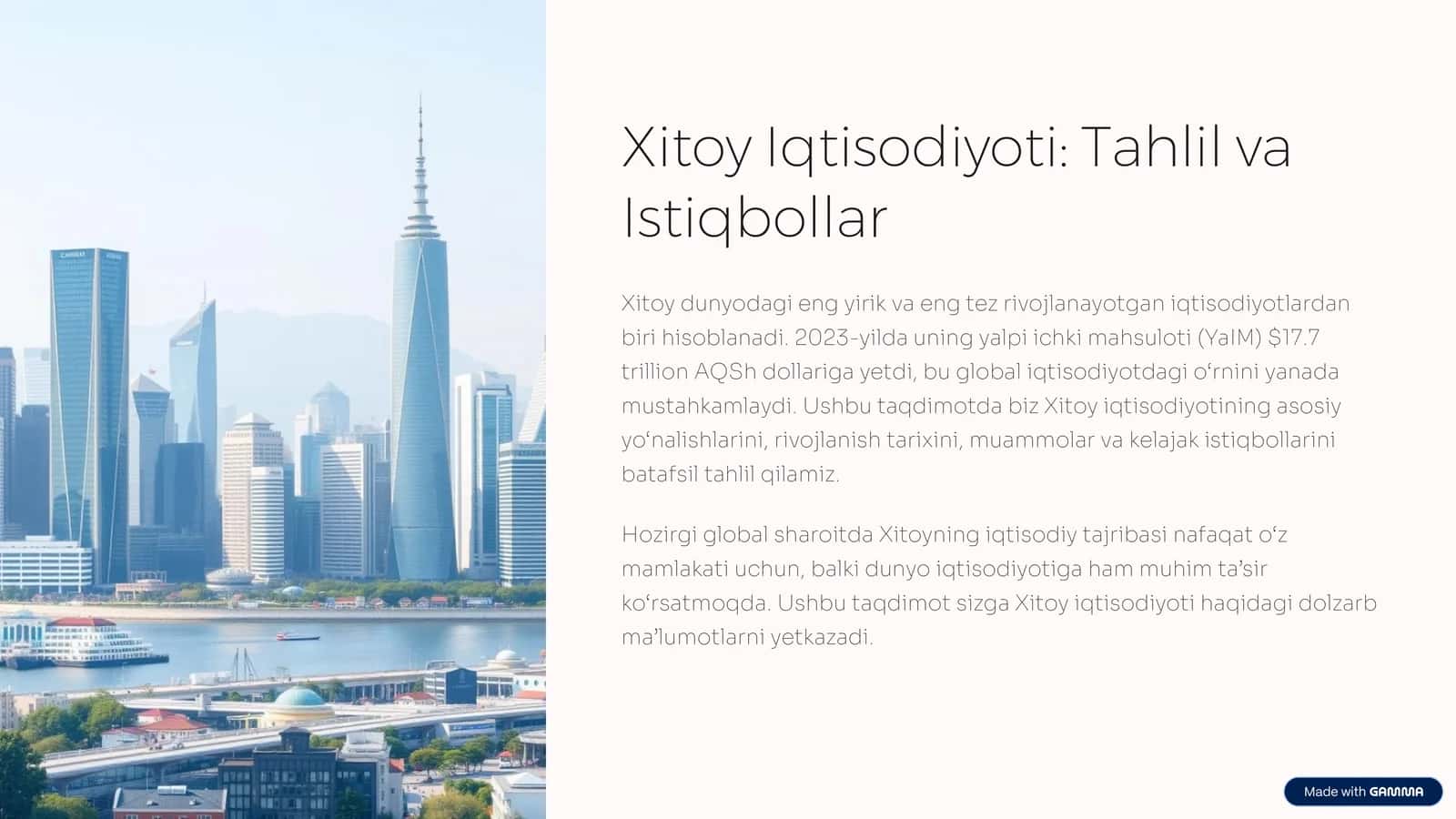 Xitoy Iqtisodiyoti: Tahlil va Istiqbollar 1
