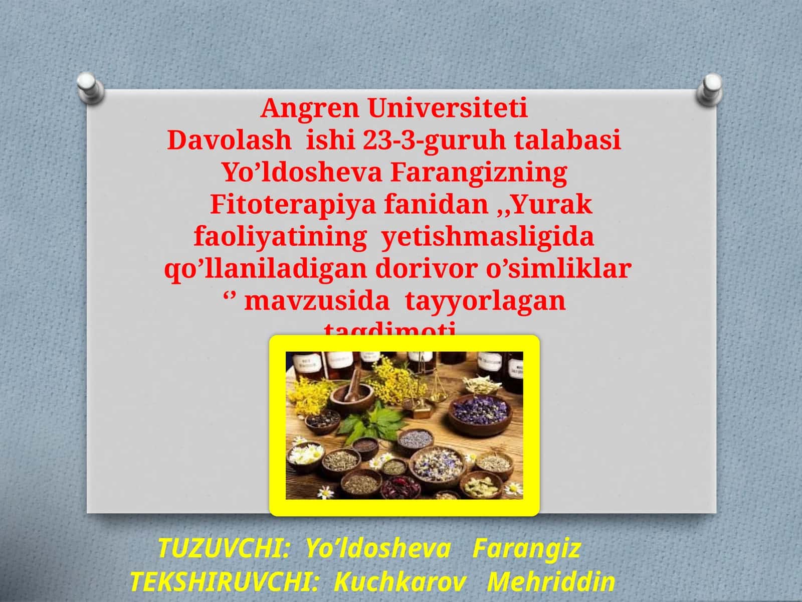 Dorivoro’simliklar va Fitoterapiya 1