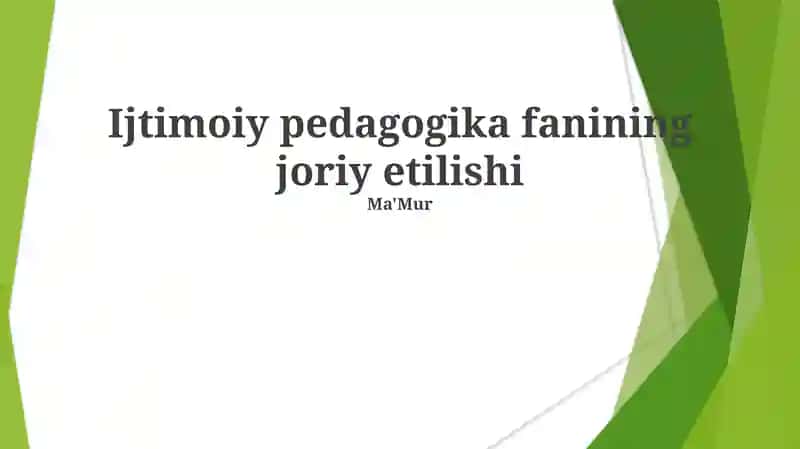 Ijtimoiy Pedagogika fanining joriy etilishi