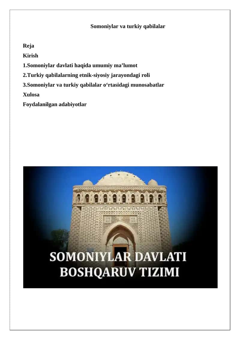 Somoniylar va Turkiy qabilalar 1