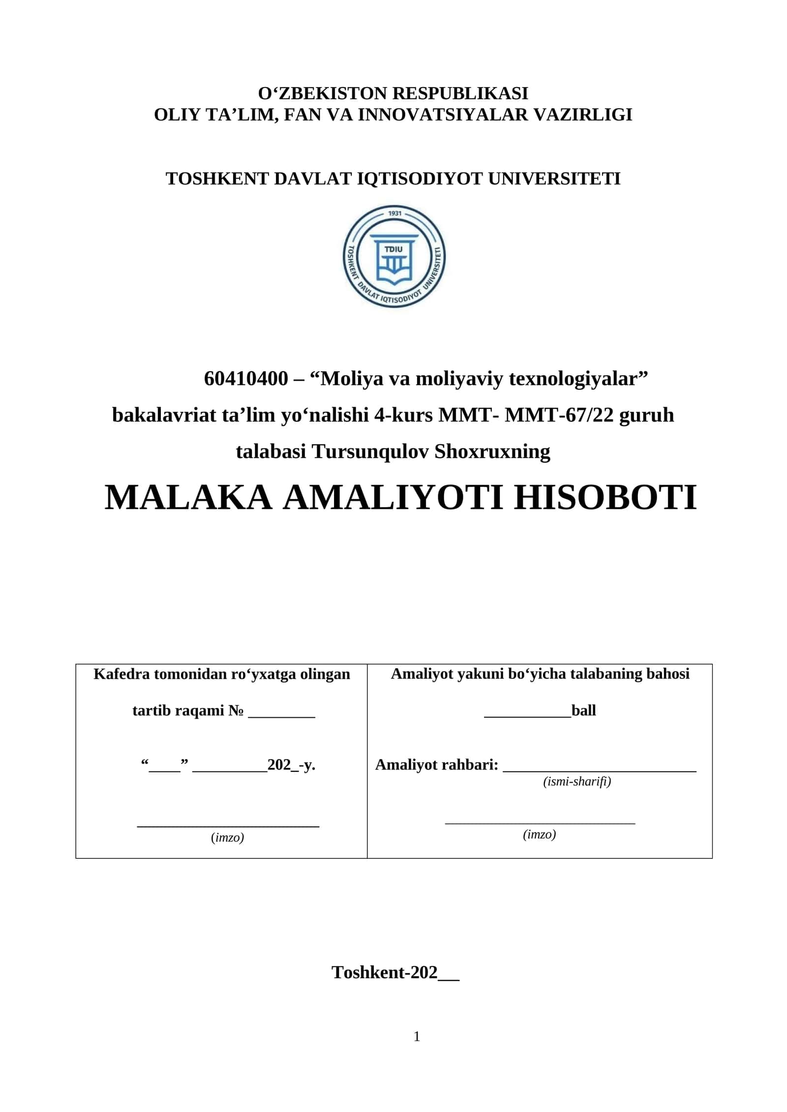 XATB Davrbank AMALIYOTI HISOBOTI 1