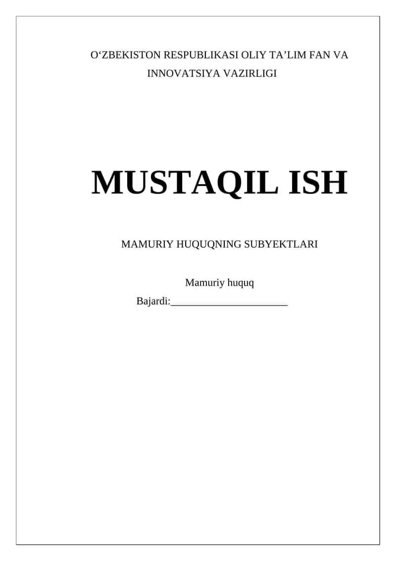 Ma`muriy huquqning subyektlari 1