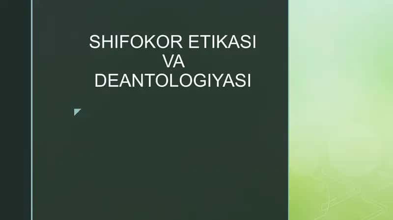 Shifokor Etikasi va Deontologiyasi 1