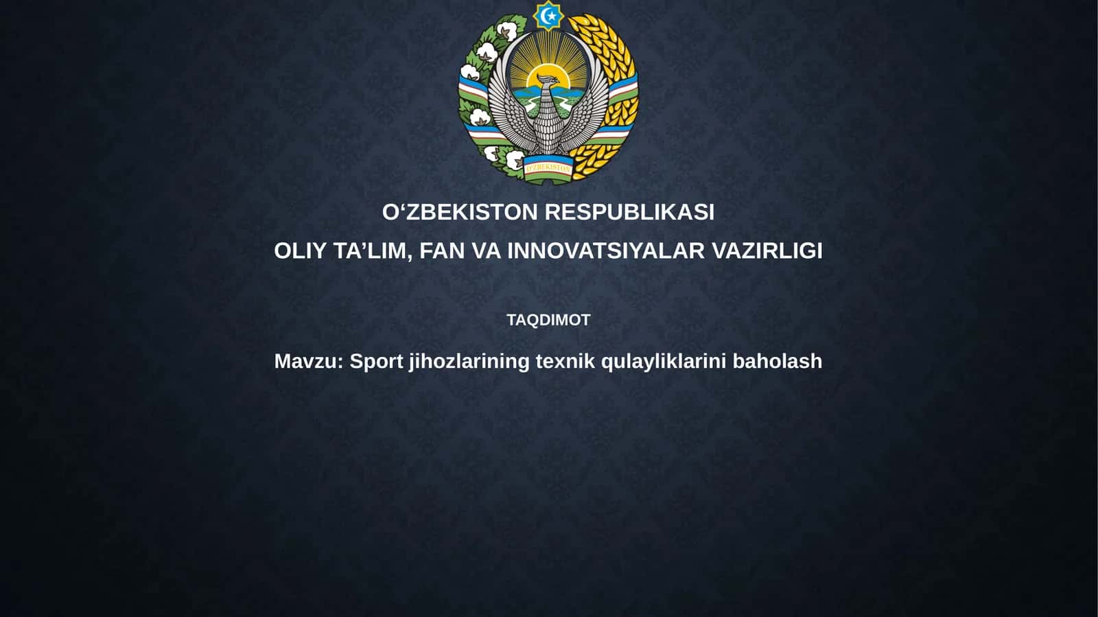 Sport anjomlarining texnik qulayligini baholash asoslari 1