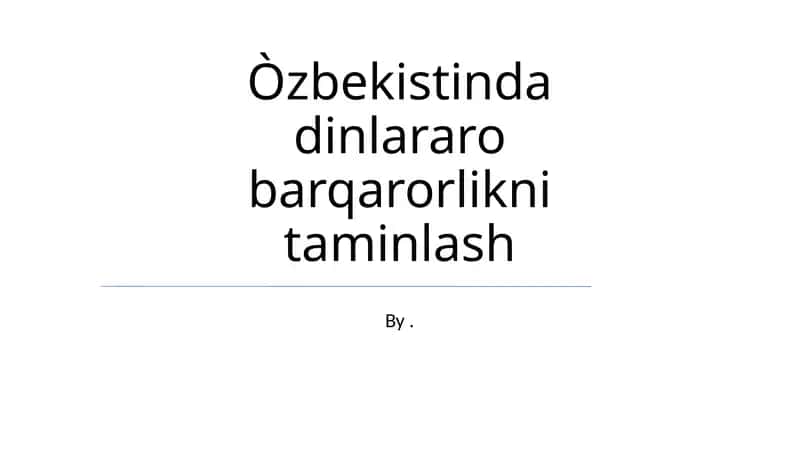 Dinlararo munosabatlar tarixi 1