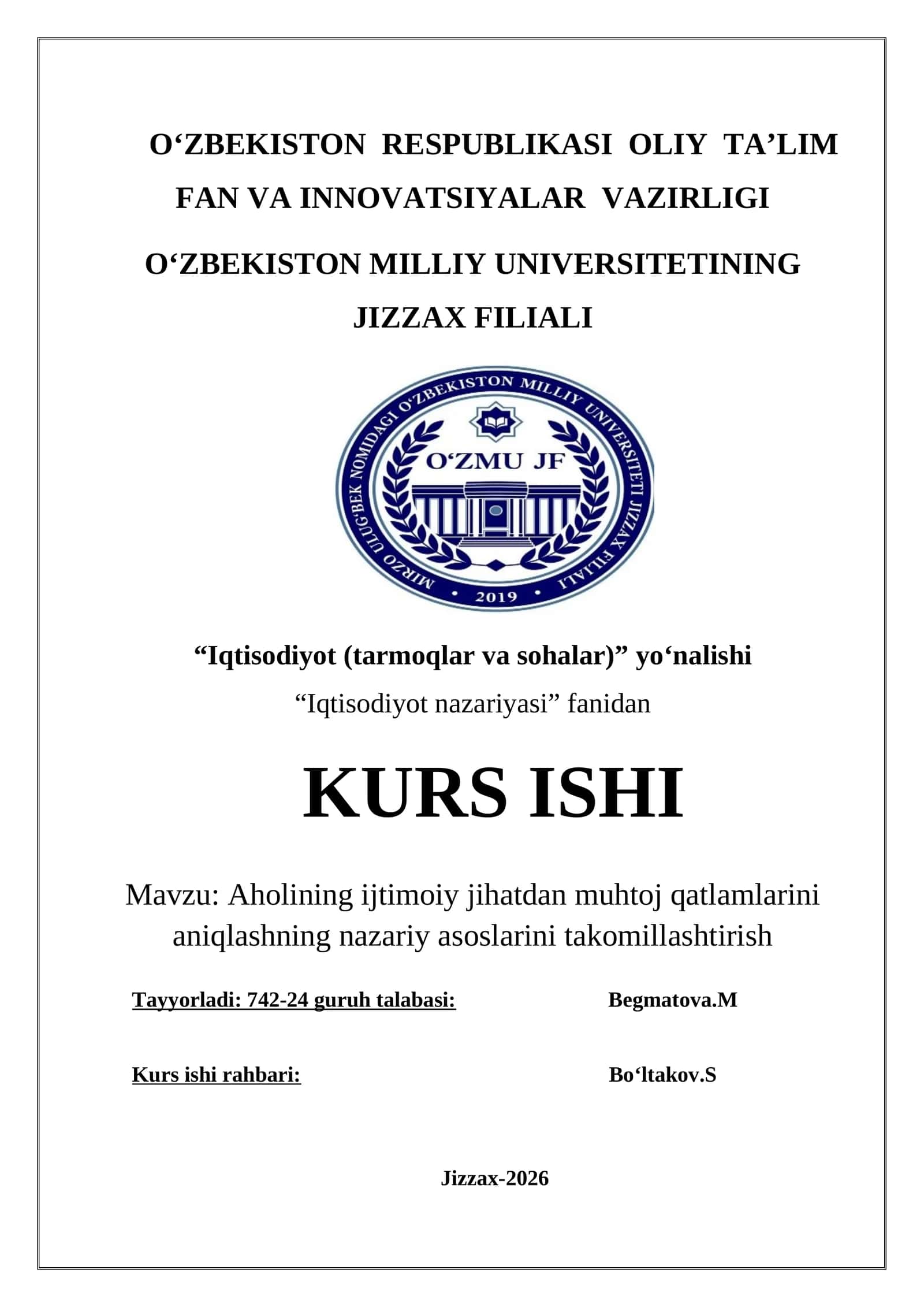 Aholining ijtimoiy jihatdan muhtoj qatlamlari 1