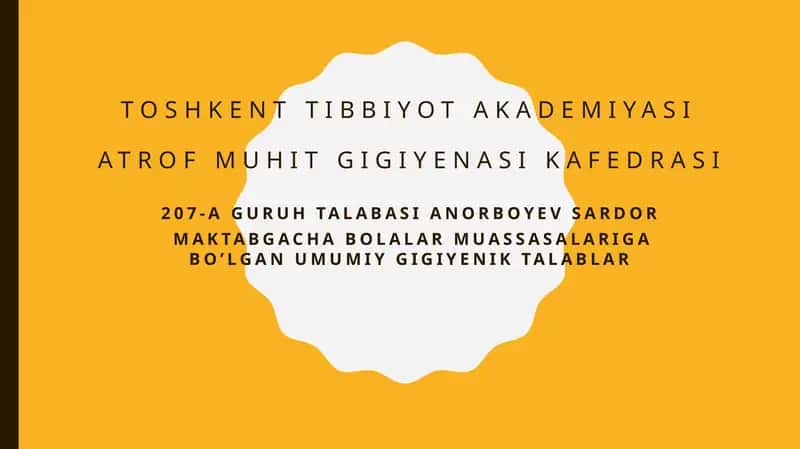 Bolalar va oʻsmirlar gigiyenasi 1