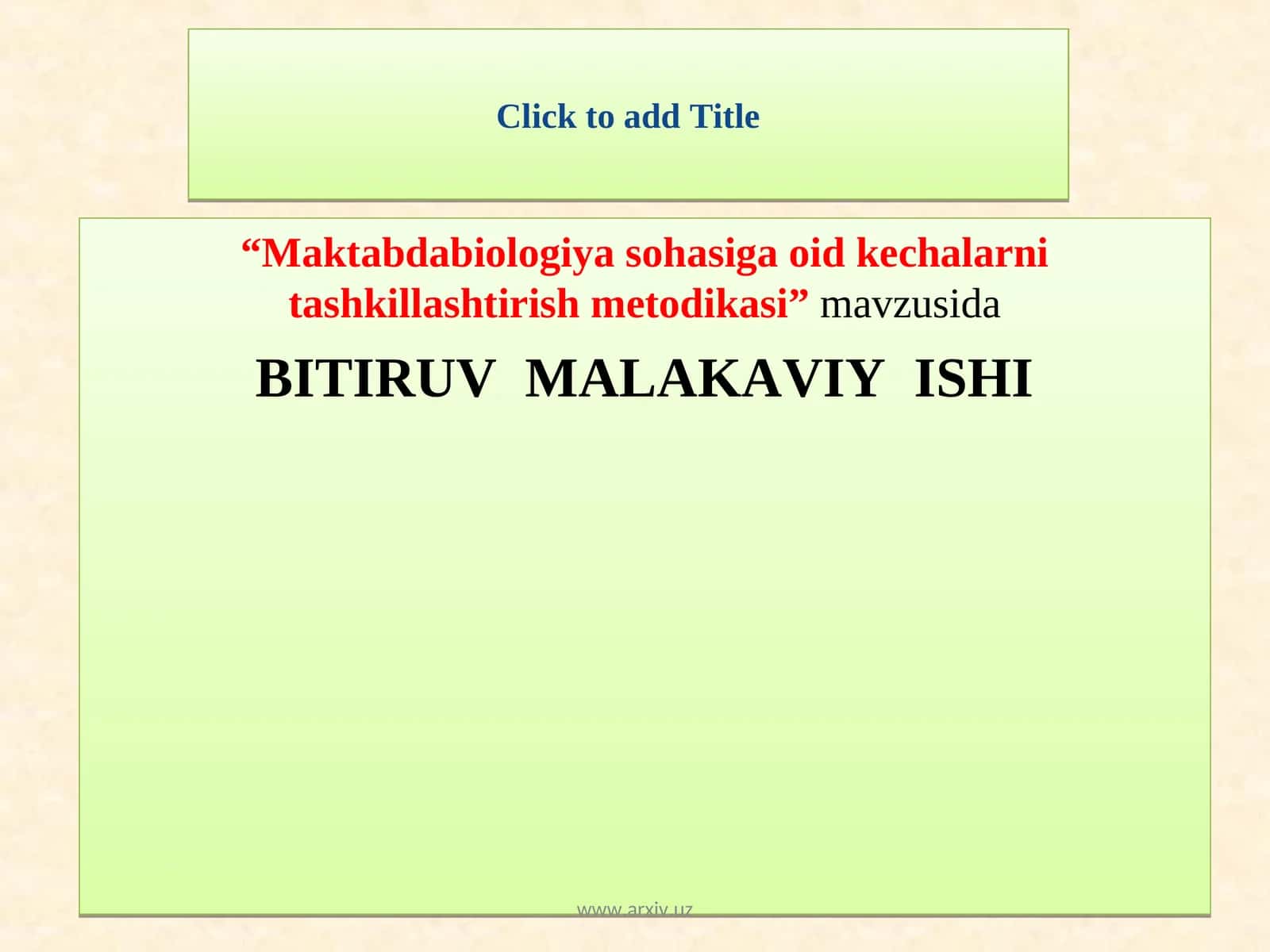 Maktabdabiologiyasohasiga oid kechalar nitashkil lash tirish meto dikasi 1