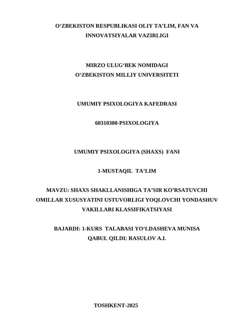UMUMIY PSIXOLOGIYA (SHAXS) FANI 1