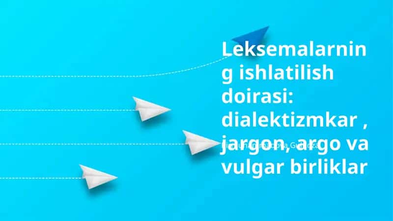 Leksemalarning ishlatilish doirasi: dialektizmkar,jargon, argo va vulgar birliklar 1