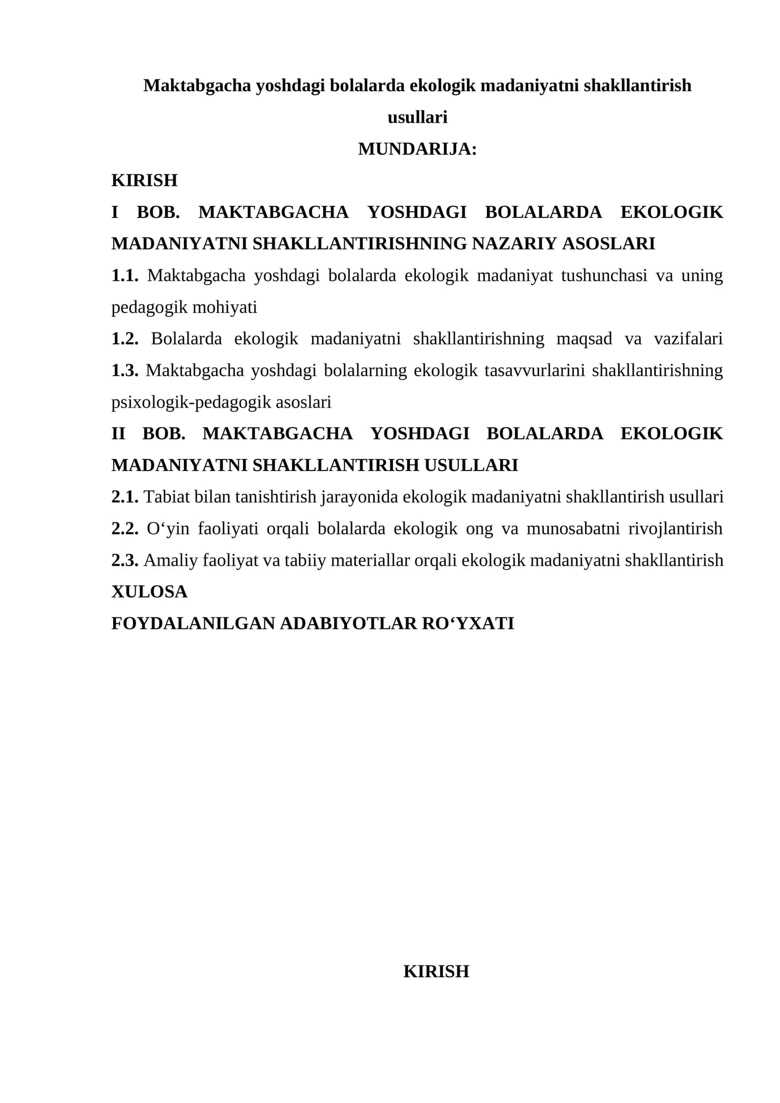 Maktabgacha yoshdagi bolalarda ekologik madaniyatni shakllantirish usullari 1