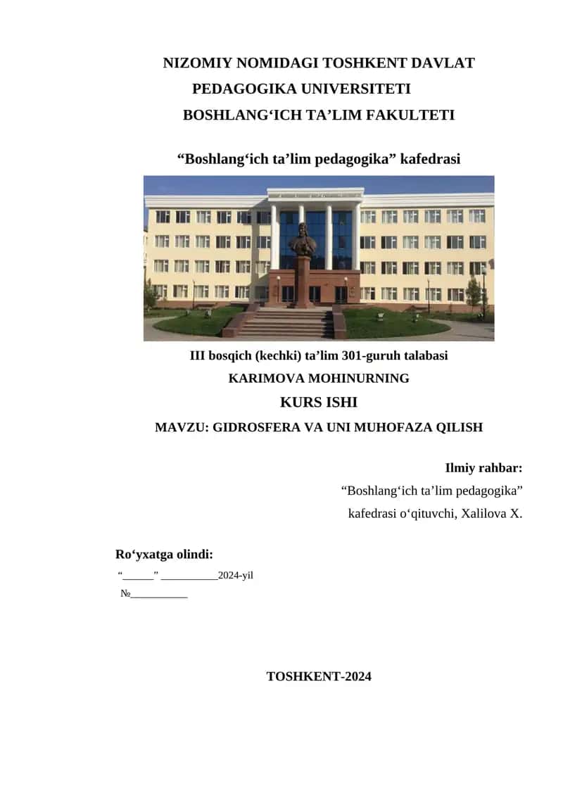 GIDROSFERA VA UNI MUHOFAZA QILISH 1