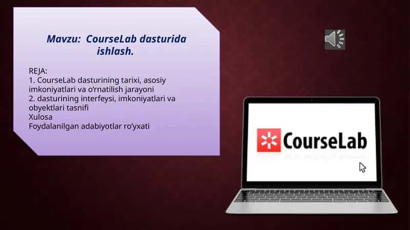 CourseLab dasturida ishlash 1