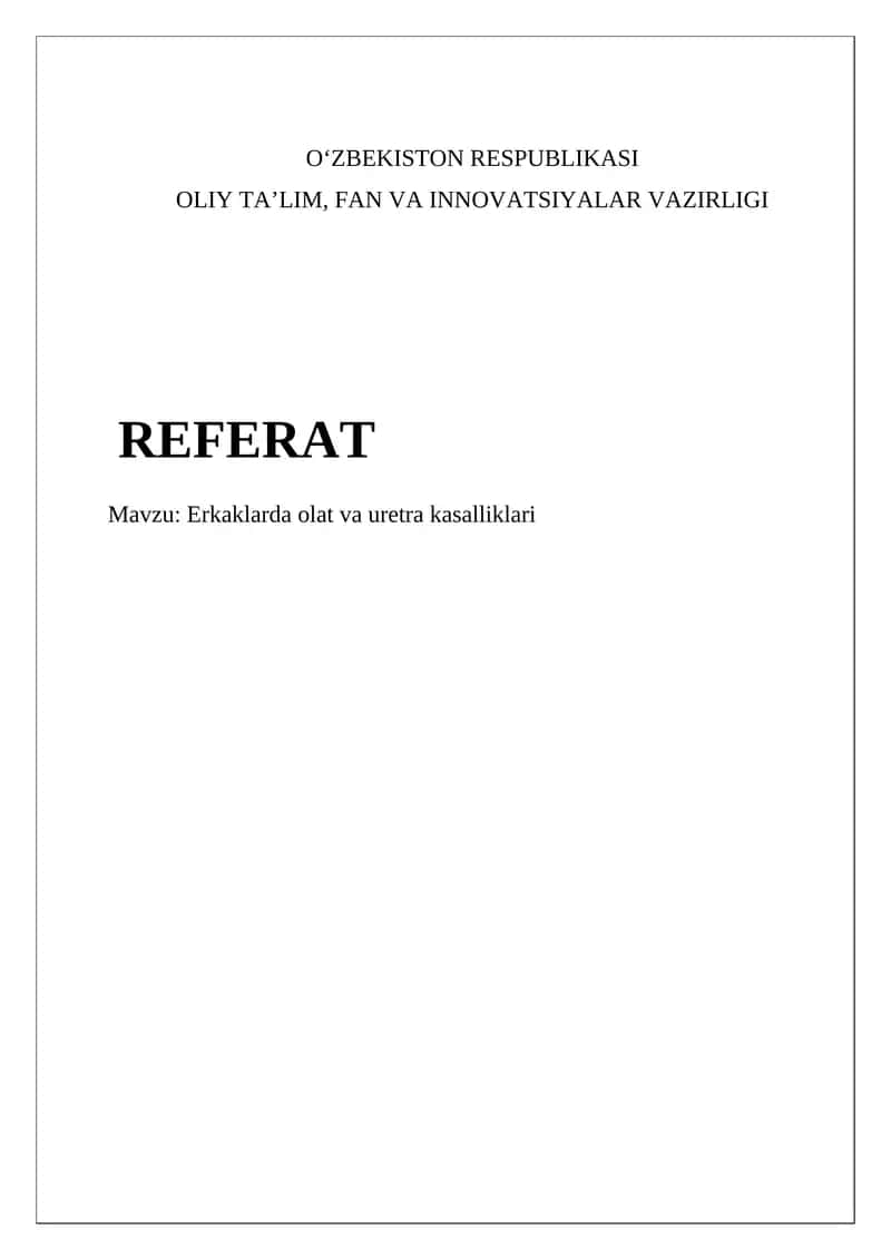 Erkaklarda olat va uretra kasalliklari 1