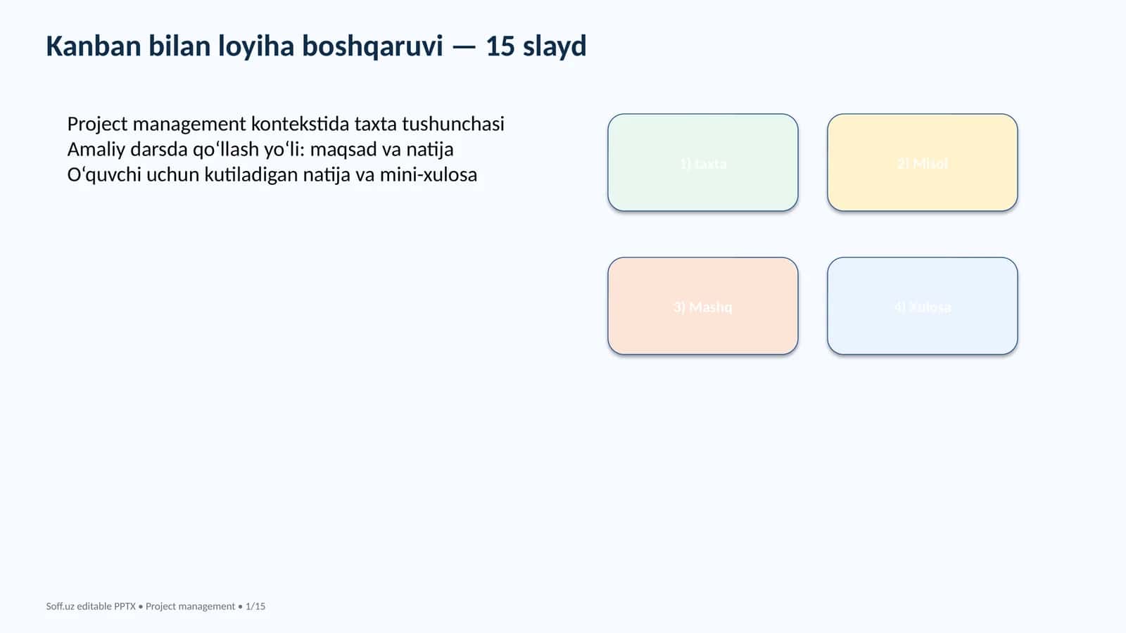 Kanban bilan loyiha boshqaruvi — 15 slayd 1