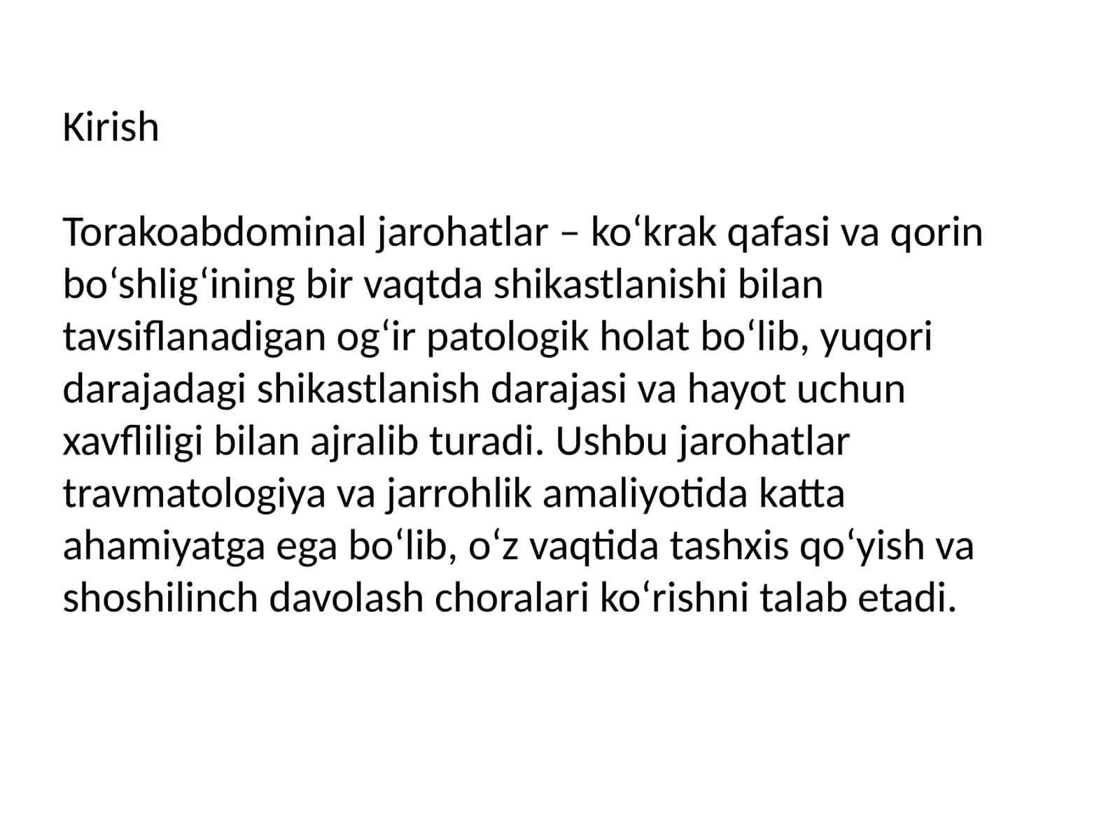 Torakoabdominal jarohatlar 1