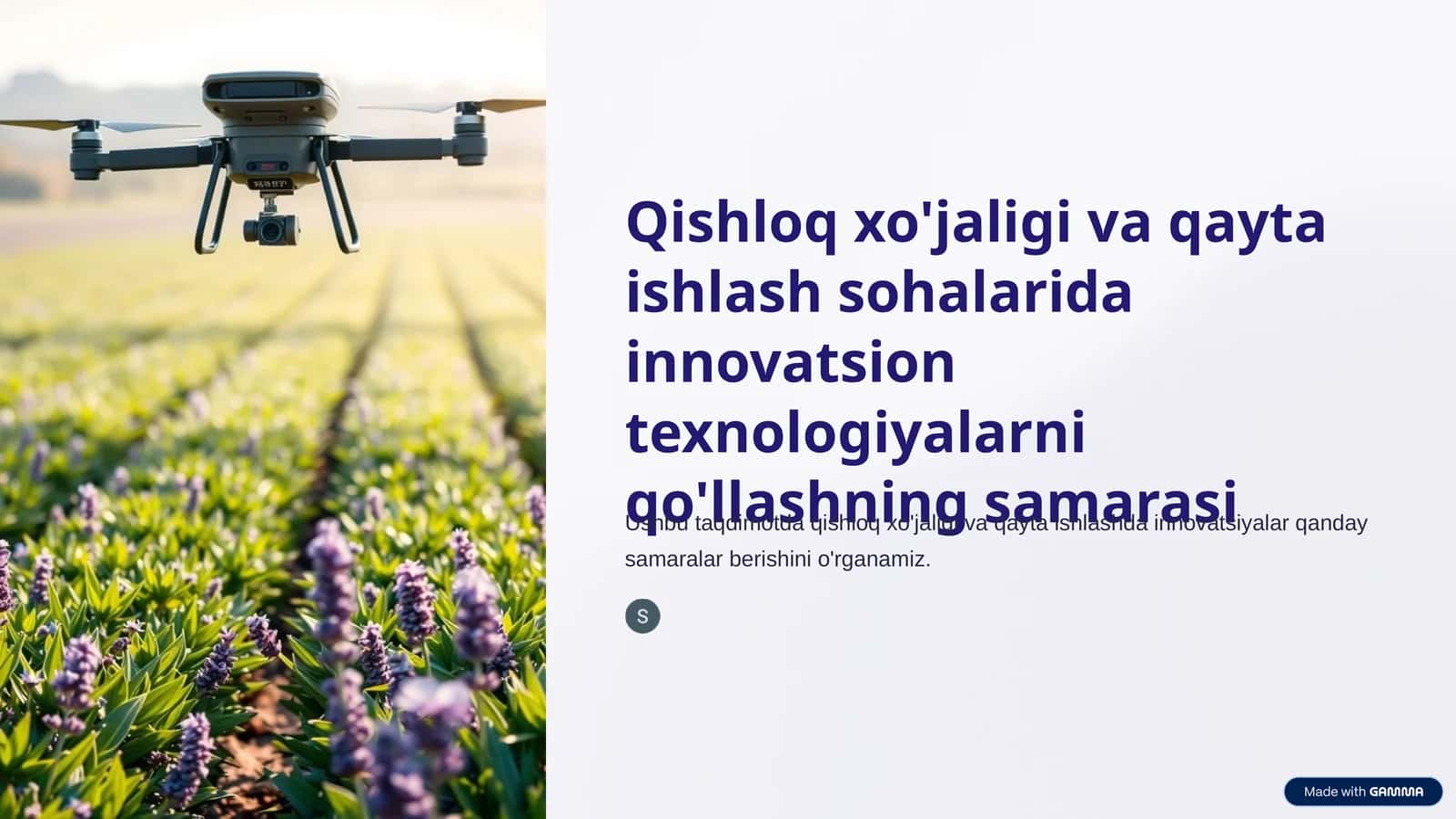 Qishloq xo'jaligi va qayta ishlash sohalarida innovatsion texnologiyalarni qo'llashning samarasi 1