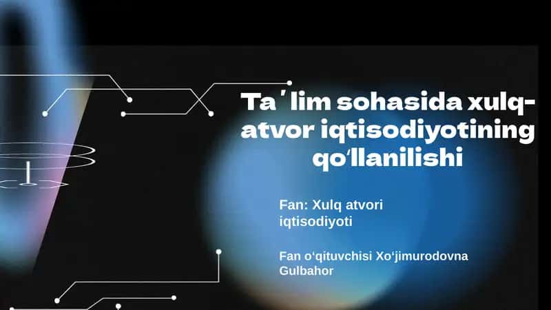 Xulq-atvor iqtisodiyoti 1