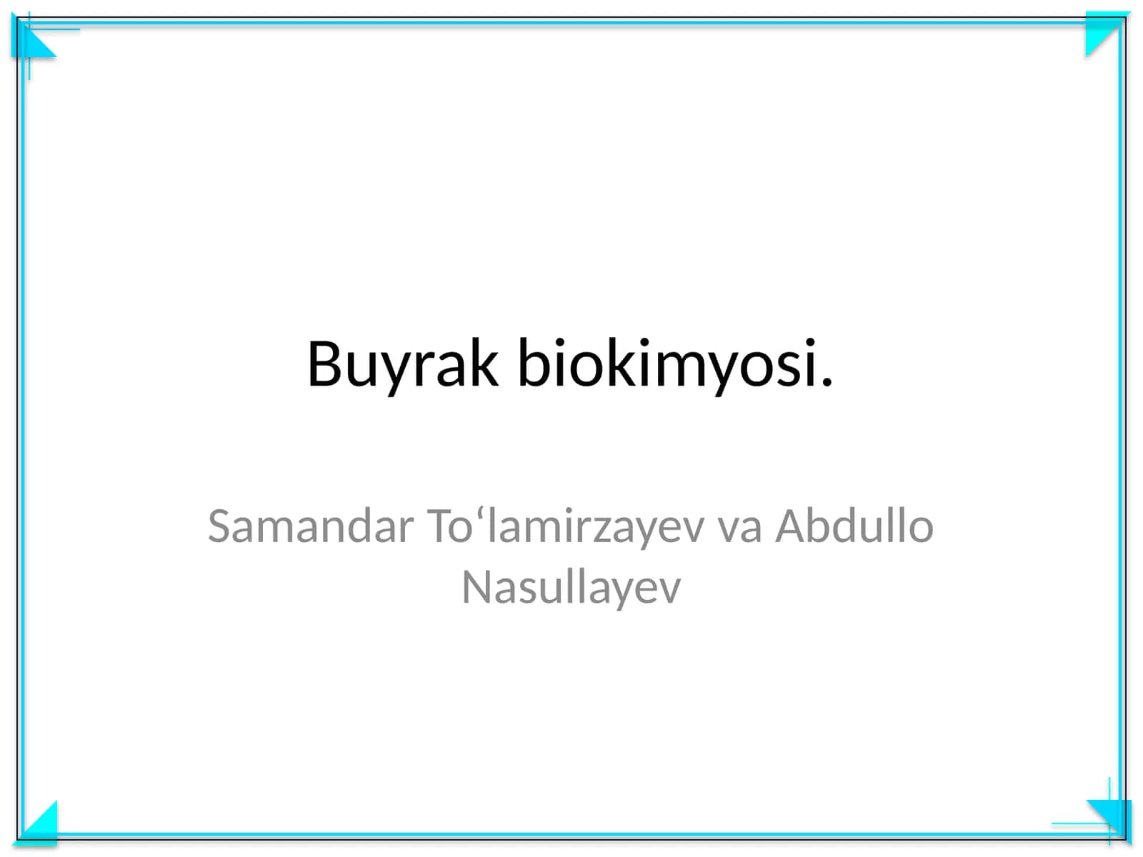 Buyrak biokimyosi 1