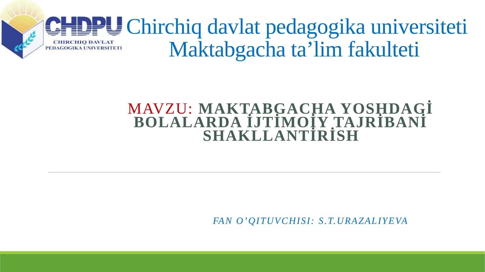 Maktabgacha yoshdagi bolalarda ijtimoiy tajribani shakllantirish 1