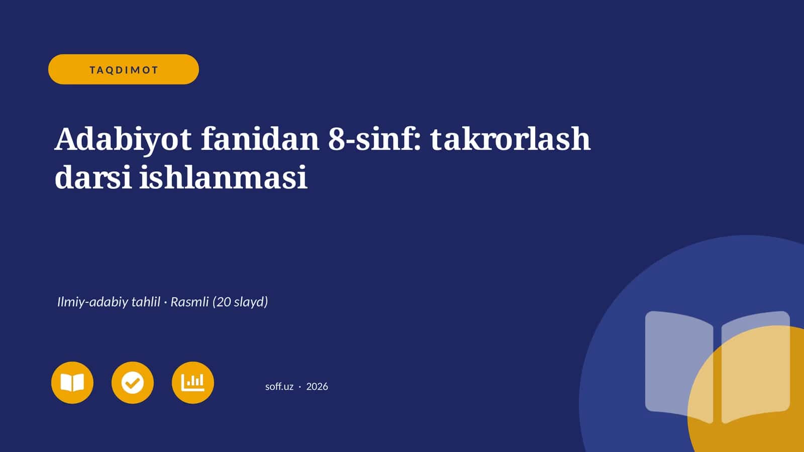 Adabiyot fanidan 8-sinf: takrorlash darsi ishlanmasi 1