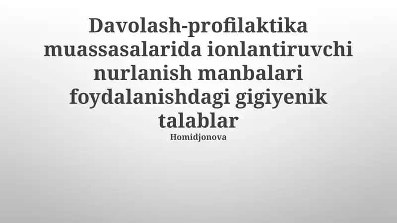 Radiatsiya Xavfsizligi Gigiyenasi 1