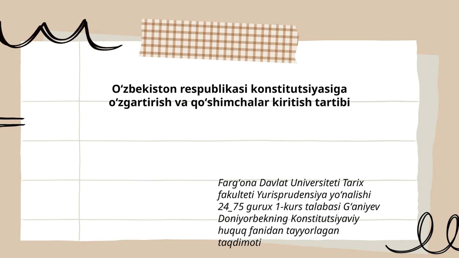 Konstitutsiyaviy huquq fanidan tayyorlagan taqdimoti 1