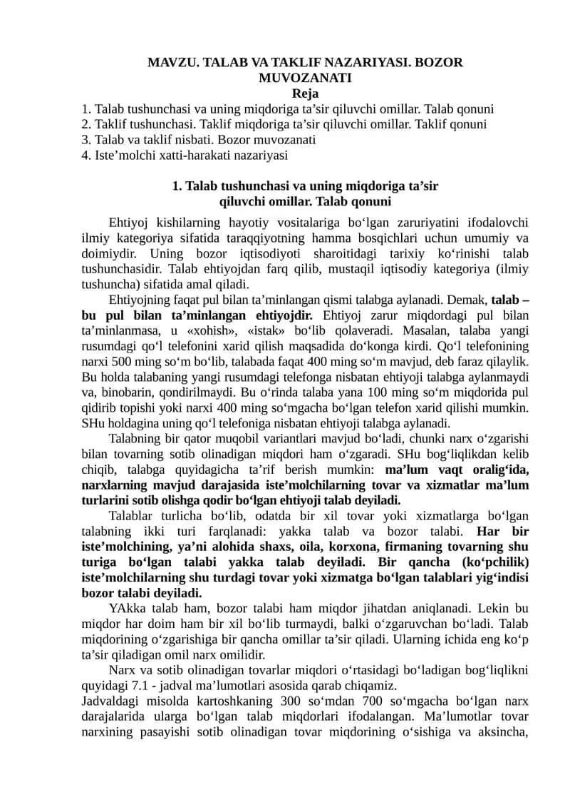 Talab va Taklif Nazariyasi 1