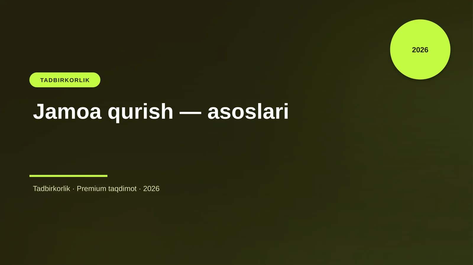 Jamoa qurish — asoslari 1