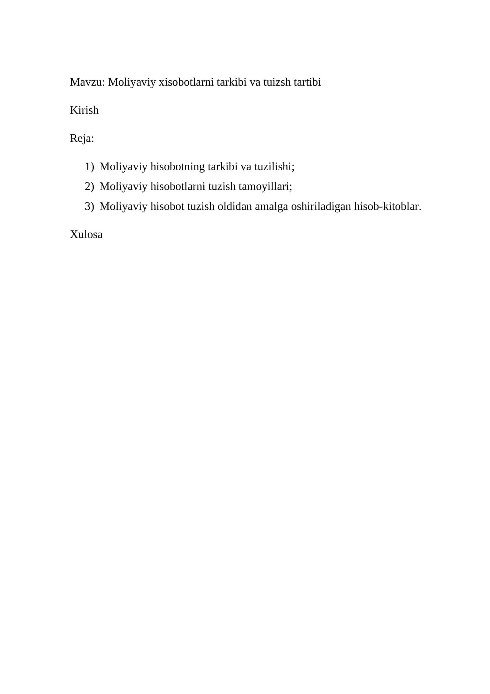 Moliyaviy xisobotlarni tarkibi va tuizsh tartibi 1