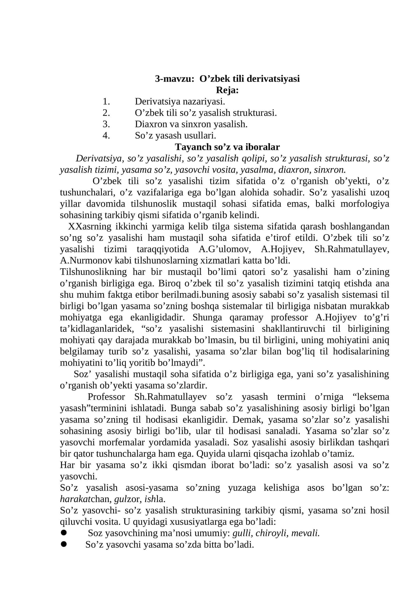 O’zbek tili derivatsiyasi 1