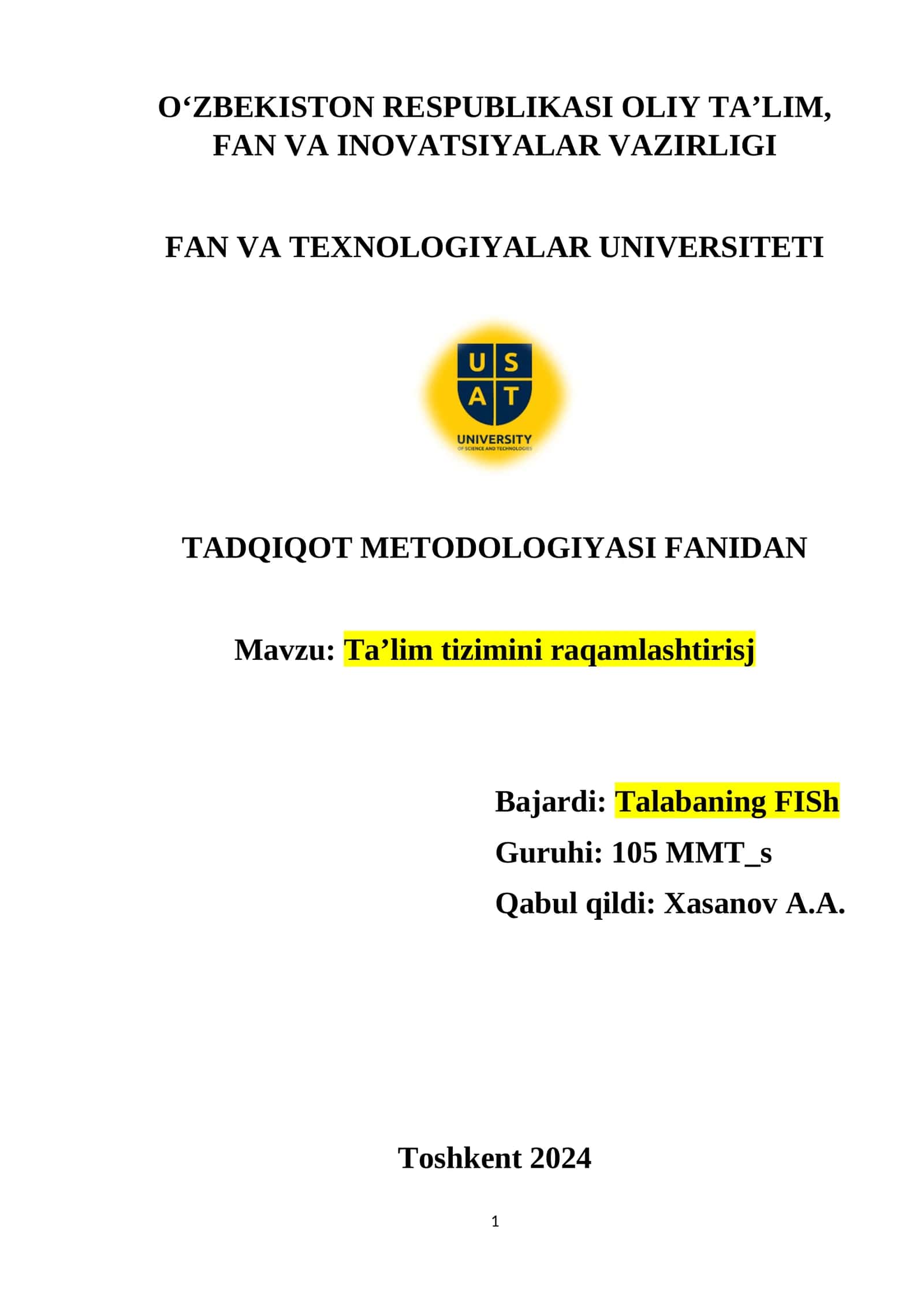 Ta’lim tizimini raqamlashtirisj 1