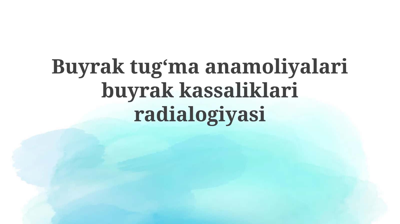 Buyrak anomaliyalarining tasnifi va tasviri 1