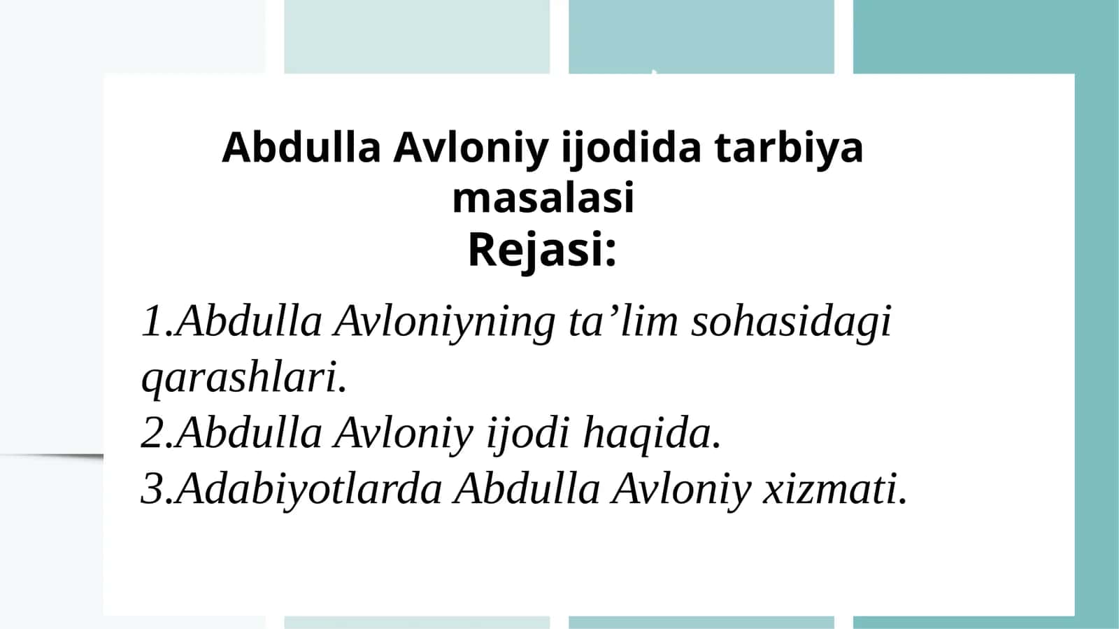 Abdulla Avloniy ijodiy tarbiya masalasi 1
