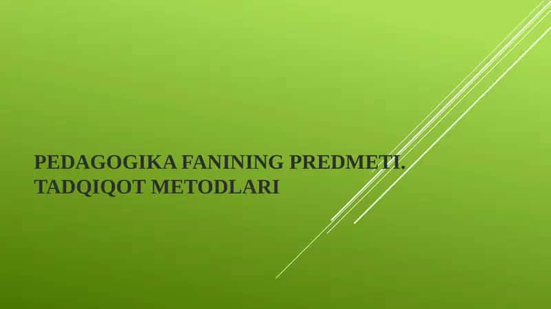 Pedagogika fanining predmeti 1