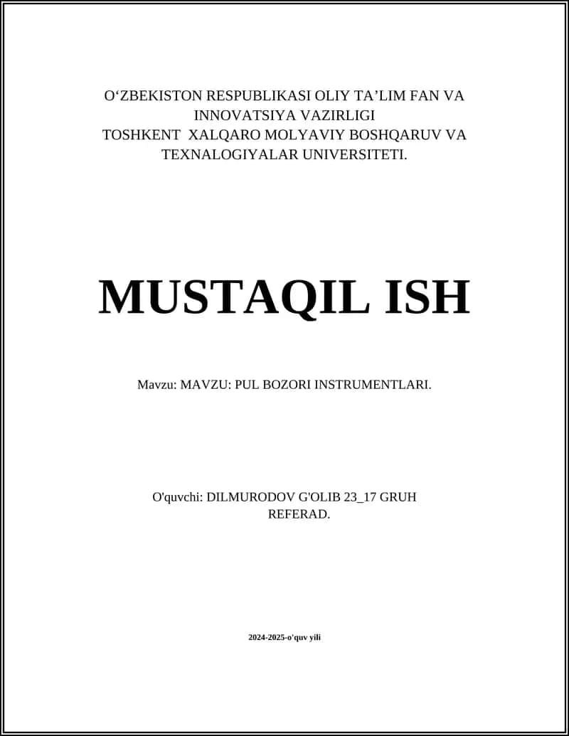 PUL BOZORI INSTRUMENTLARI 1