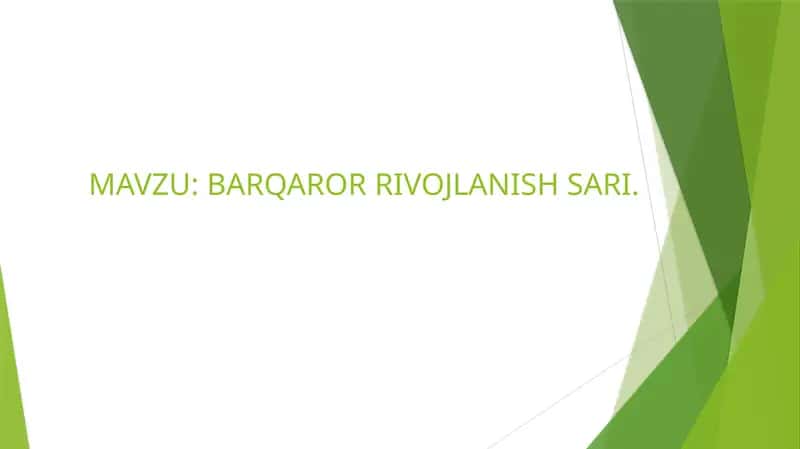 Barqaror Rivojlanish Sari 1