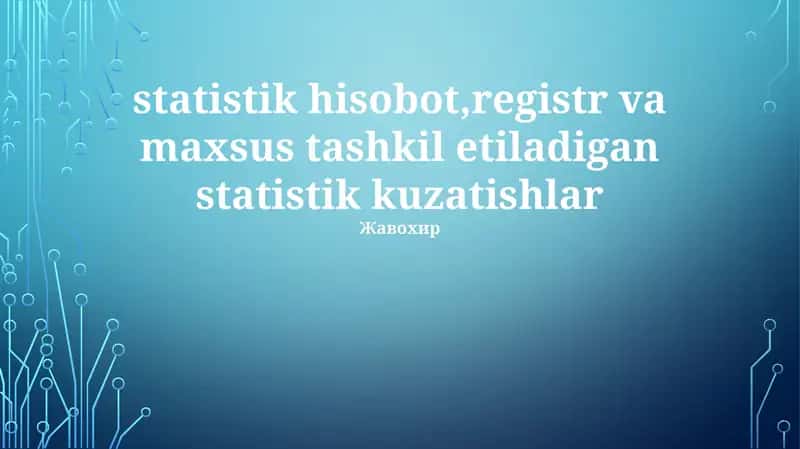 Maxsus Tartibga Solingan Statistik Tadqiqotlar: Metodologiya va Muammolar 1