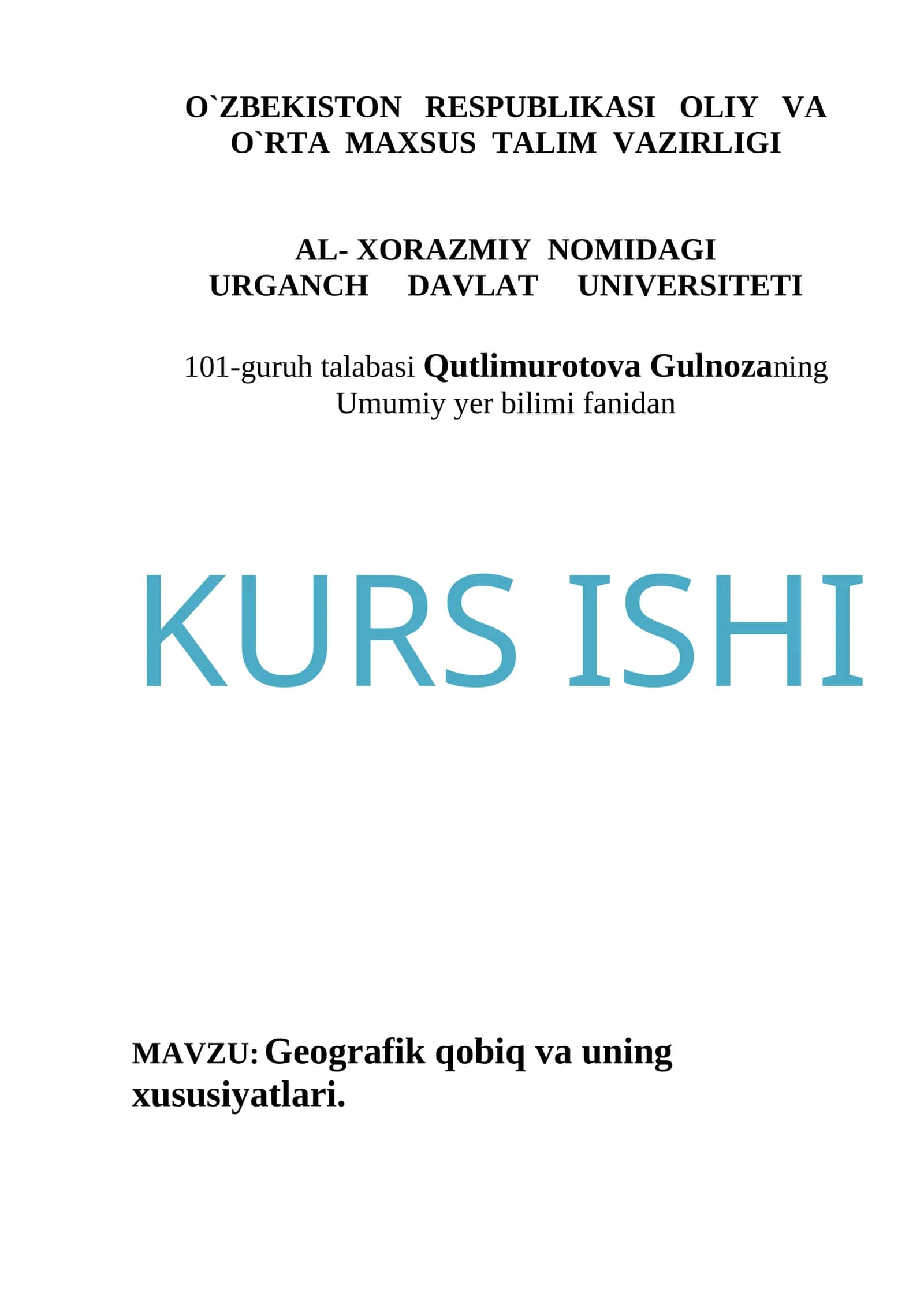 Geografik qobiq va uning xususiyatlari 1